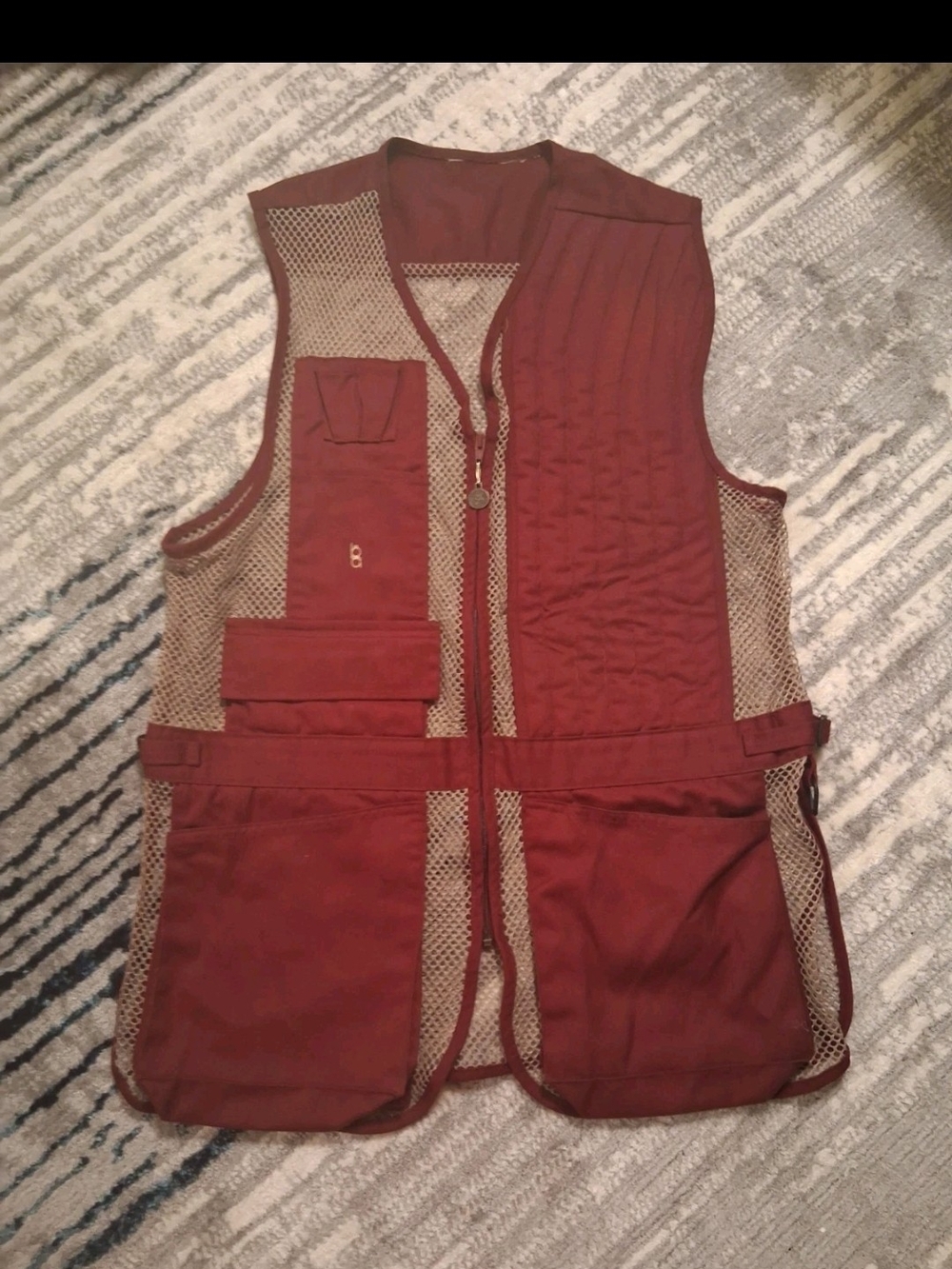 Vintage Bob Allen Sport Vest M L Red Burgundy Canvas Mesh Shooting Hunting USA